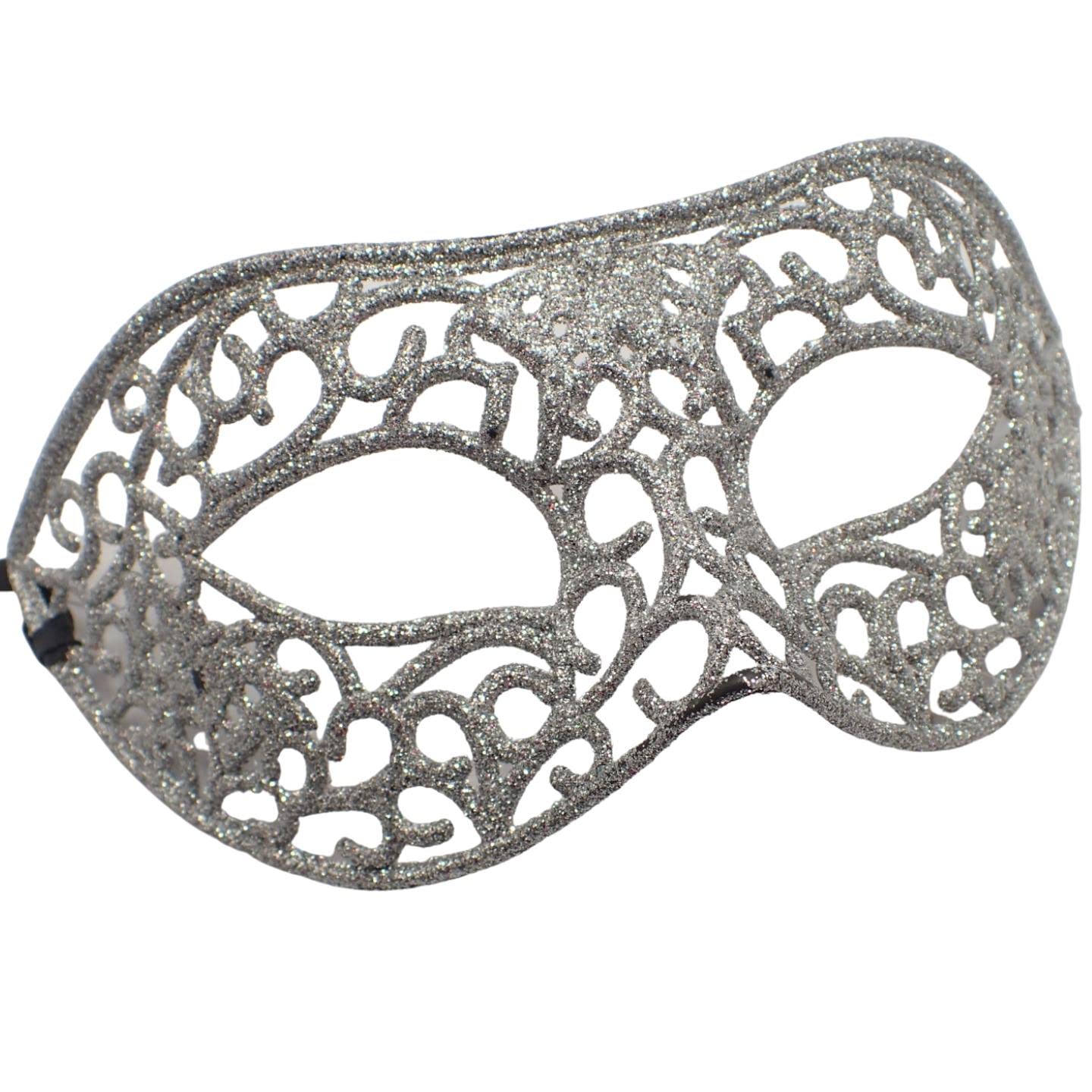 Topkids Accessories Masquerade Mask For Women and Men, Venetian Mask Halloween Mask, Masks for Masquerade Ball, Fancy Dress Adult, Cosplay accessories (Silver Glitter) — image 1