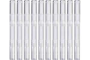 RVETOL 10 Pack 3 ML Transparent Twist Pens, Empty Cuticle Nail Oil Pen with Brush Tip, Cosmetic Lip Gloss Containers Applicators Eyelash Growth Liquid Tube