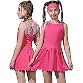 Girls Tennis Dress Crisscross Back Golf Workout Dress with Built-in Bra & Shorts Adjustable Strap Athletic Outfits