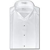 OmegaTux Men's Pique Wing Collar Tuxedo Shirt, Convertible Cuffs