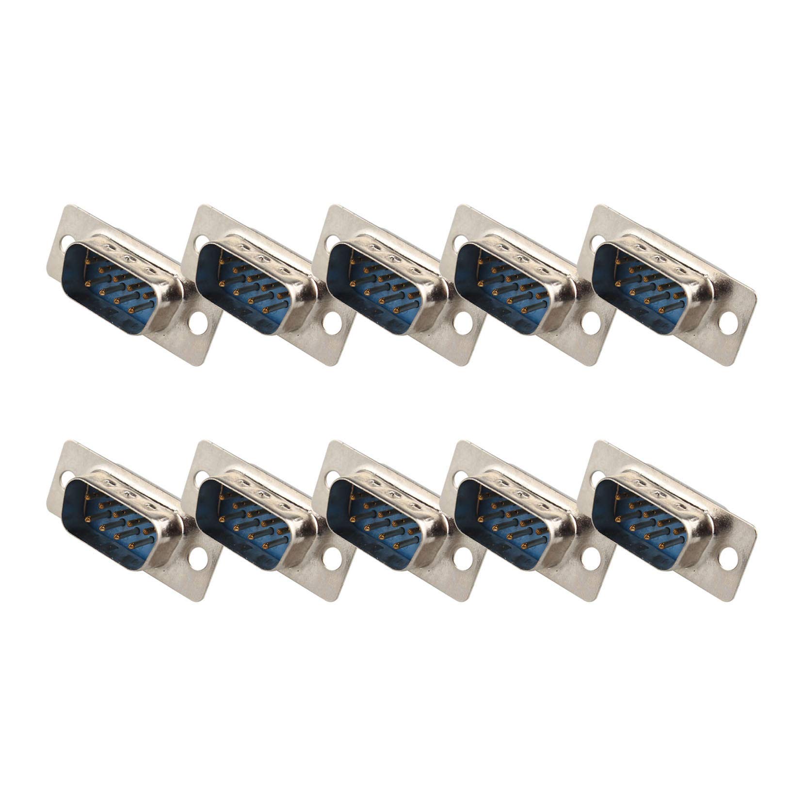 Futheda 10Pcs Computer DB9 Male Connector Adapter Solder Type 9 Pin D-SUB Connectors