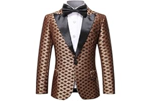 SWOTGdoby Boys Blazers Slim Fit Suit Jacket Formal Tuxedo Blazer Golden Shiny Dress Coat Ring Bearer Outfit for Party Prom