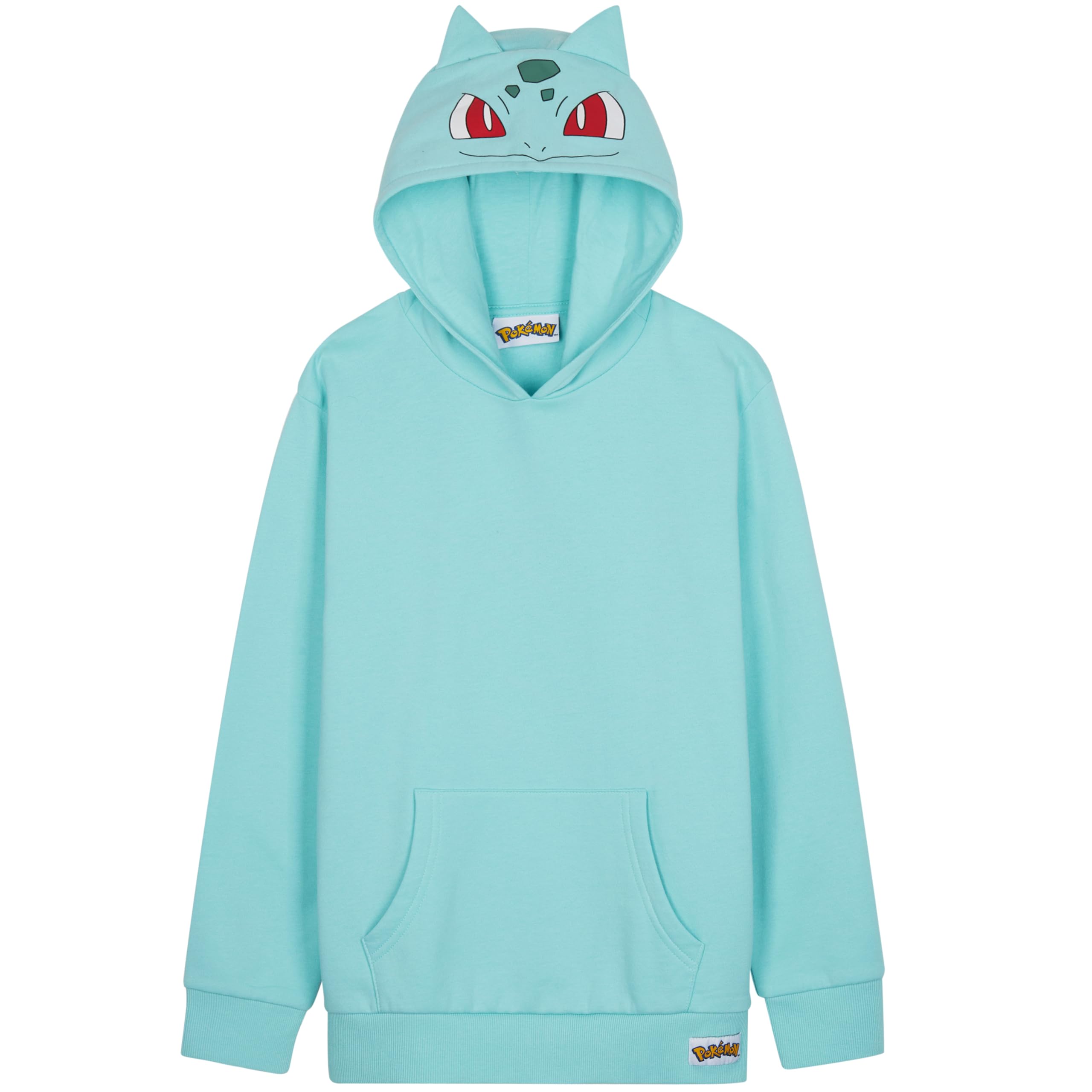 Pokemon Hoodie for Boys, Teens, Kids Pullover Hooded Sweatshirt with Soft Fleece, Sweater, Pikachu Anime Gifts for Boys (13-14 Years, Turquoise Bulbasaur) Image