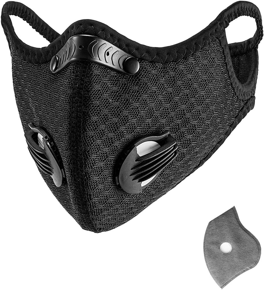 FFP2 Reusable Face Mask with Filter for Dust Protection,KN95 Dust Breathing Mask for Pollen,Allergy,Woodworking,Mowing,Running And Outdoor Activities,Black