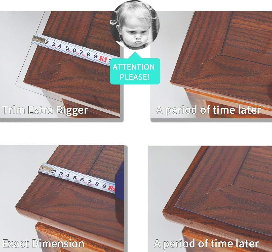 NECAUX Custom Multi-Size 1.5mm Thick Clear PVC Table Cover Protector - 24 x 36 Inch Rectangular Plastic Tablecloth Desk Pad for Coffee Table, Children Writing Desk, Non Slip Floor Mat: Home & Kitchen