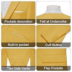 MAGE MALE Men's 3 Pieces Suit Elegant Solid One