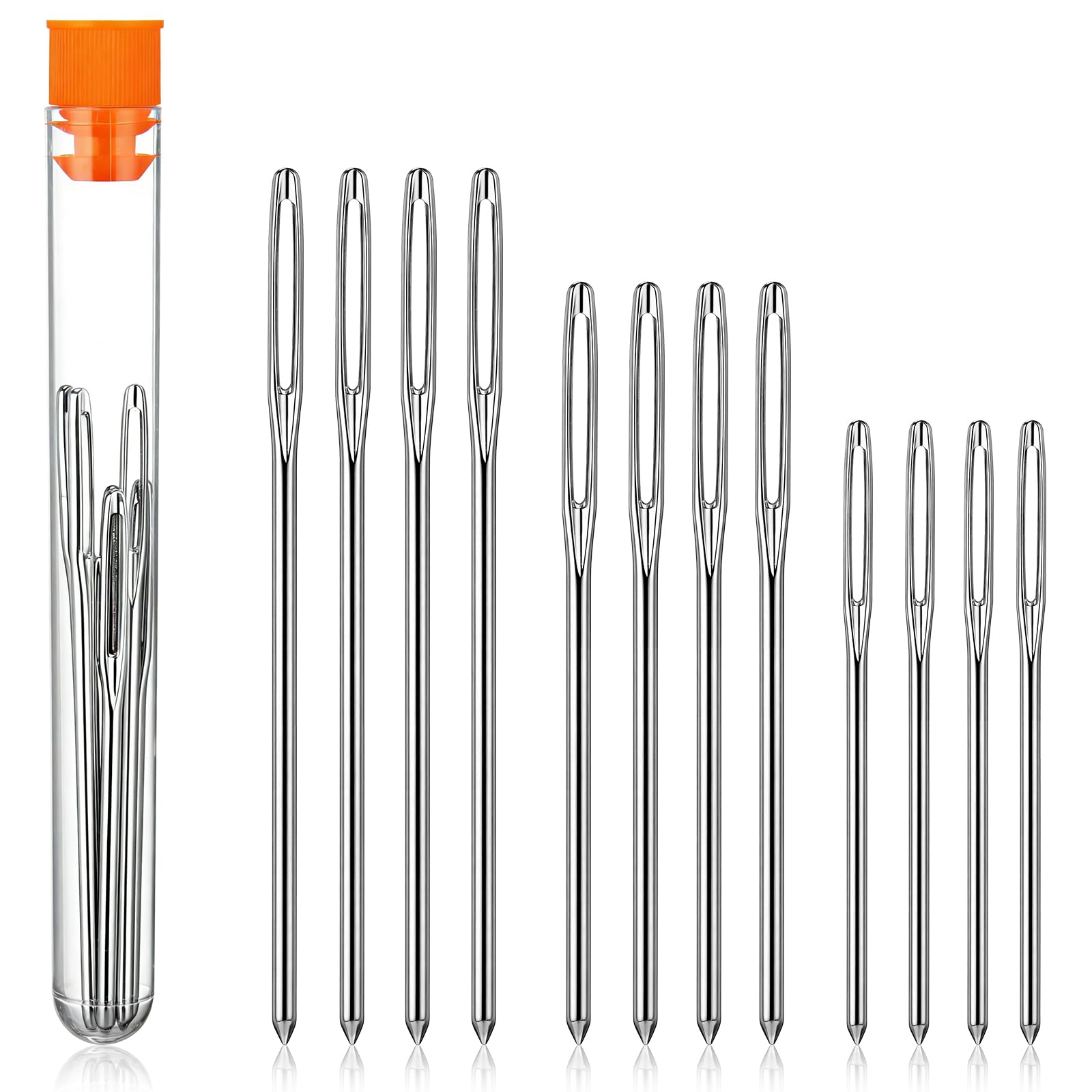 Large-Eye Blunt Needles, Steel Yarn Knitting & Sewing Needles, 9 Pieces (Silver)