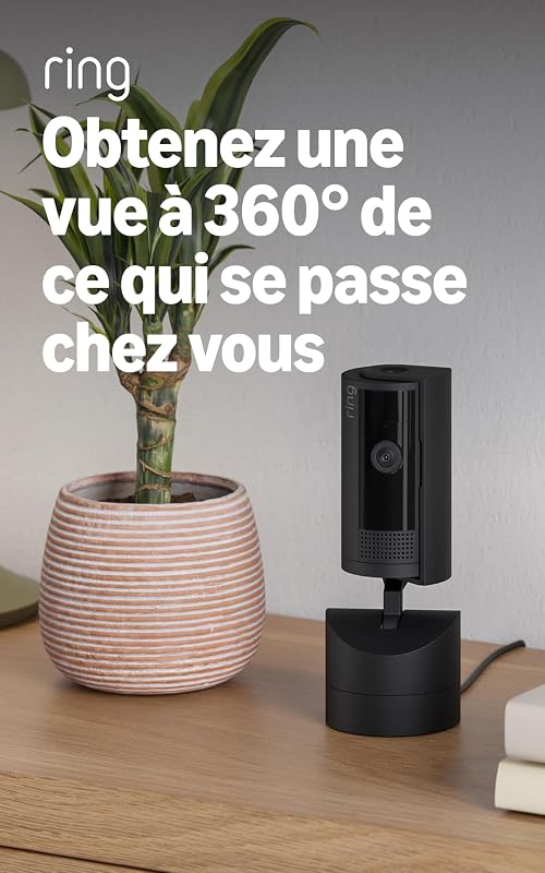 Caméra intérieure orientable Ring (Pan-Tilt Indoor Camera) | Caméra de surveillance des animaux, à prise, orientable à 360° et inclinable à 169° | Essai Ring Protect gratuit 30 jours