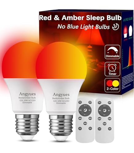 Angyues Red and Amber Sleep Bulb with Remote Control Choose 660nm