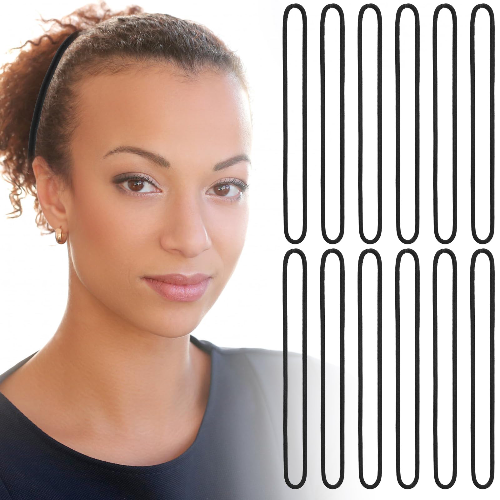 50pcs Extra Long Hair Ties Ponytail Holders for Thick Hair,Black Elastic Hair Ties for Long Thick and Curly Hair,Durable, Oversized Thick Hair Bands