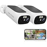 2K Solar Camera Outdoor Wireless, 5/2.4Ghz WiFi Cameras for Home Security, AI Motion Detection, Color Night Vision, Two-Way Audio, Waterproof, Work with Alexa/Google Home (2 Camera)