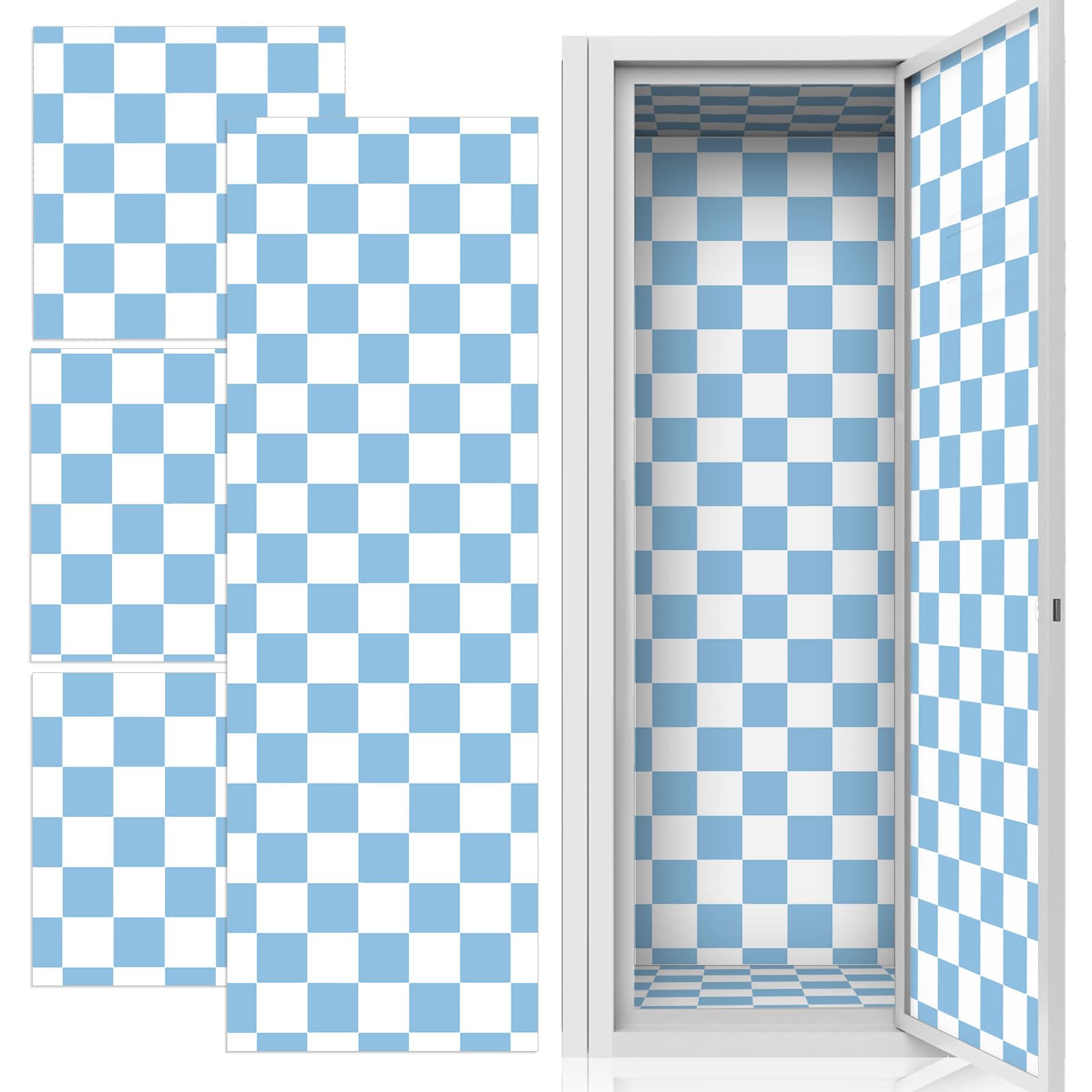 Photo 1 of 6 Pcs Blue Checker Locker Magnetic Wallpaper 12" x 12" Locker Accessories Wall Magnetic Sticker for School Supplies Locker Accessories School Locker Decorations for Girls