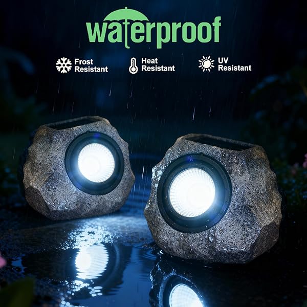FASHIONODA 2 PACK SOLAR FAKE ROCK LIGHT OUTDOOR GARDEN DECORATIONS SPOT LIGHTS : LED LANDSCAPE LIGHTING FOR PATHWAY LAWN PATIO PORCH YARD WALKWAY