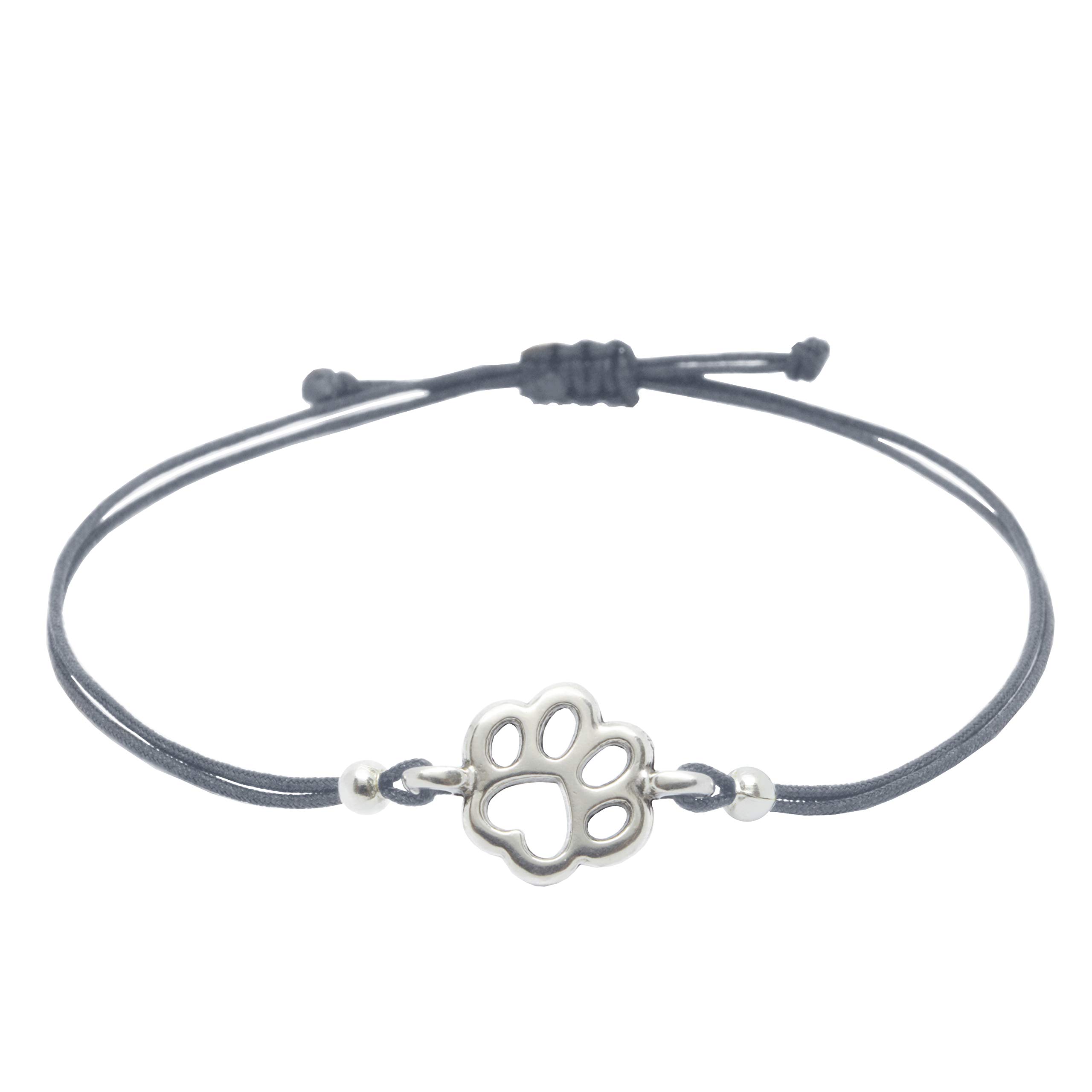 SelfmadeJewelry Handmade & Size Adjustable Silver / Grey Paw Bracelet