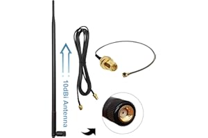 TENMORY PS4 Antenna Upgrade Replacement Kit 10dBi 2.4GHz Long Range Extender BT WiFi Antenna + 10in U.FL to RP-SMA Cable for Mini PCIe Card + RP SMA Extension Cable 10ft