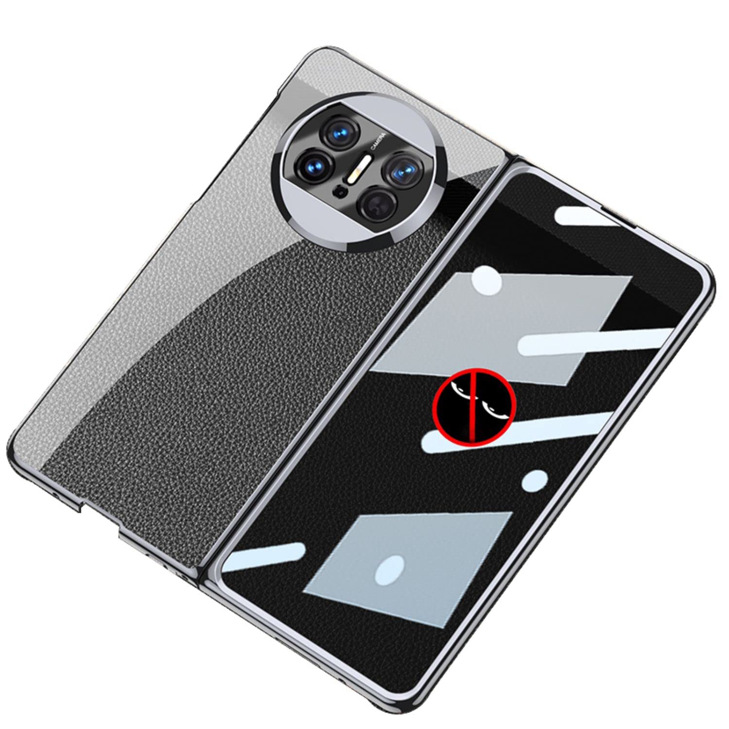 COQUE Huawei Mate X3 Case Transparent with Anti-Peep Film,Supercar-style Cover Shell,Folding Phone Holster for Huawei Mate X3-Black