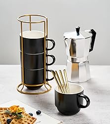 YHOSSEUN Porcelain Stackable Coffee Mug Set With