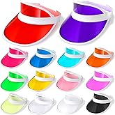 14 Pack Unisex Sun Visors Plastic Clear Cap Candy Color Transparent Tourist Visor Cap Colorful Poker Hat