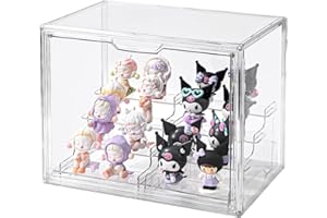 UNI HIMO 4 Tiers Clear Display Case for Figures Collectibles，Display Box with 2 Display Risers，Stackable Storage Bins with Magnetic Door (XLarge 1 Pack)