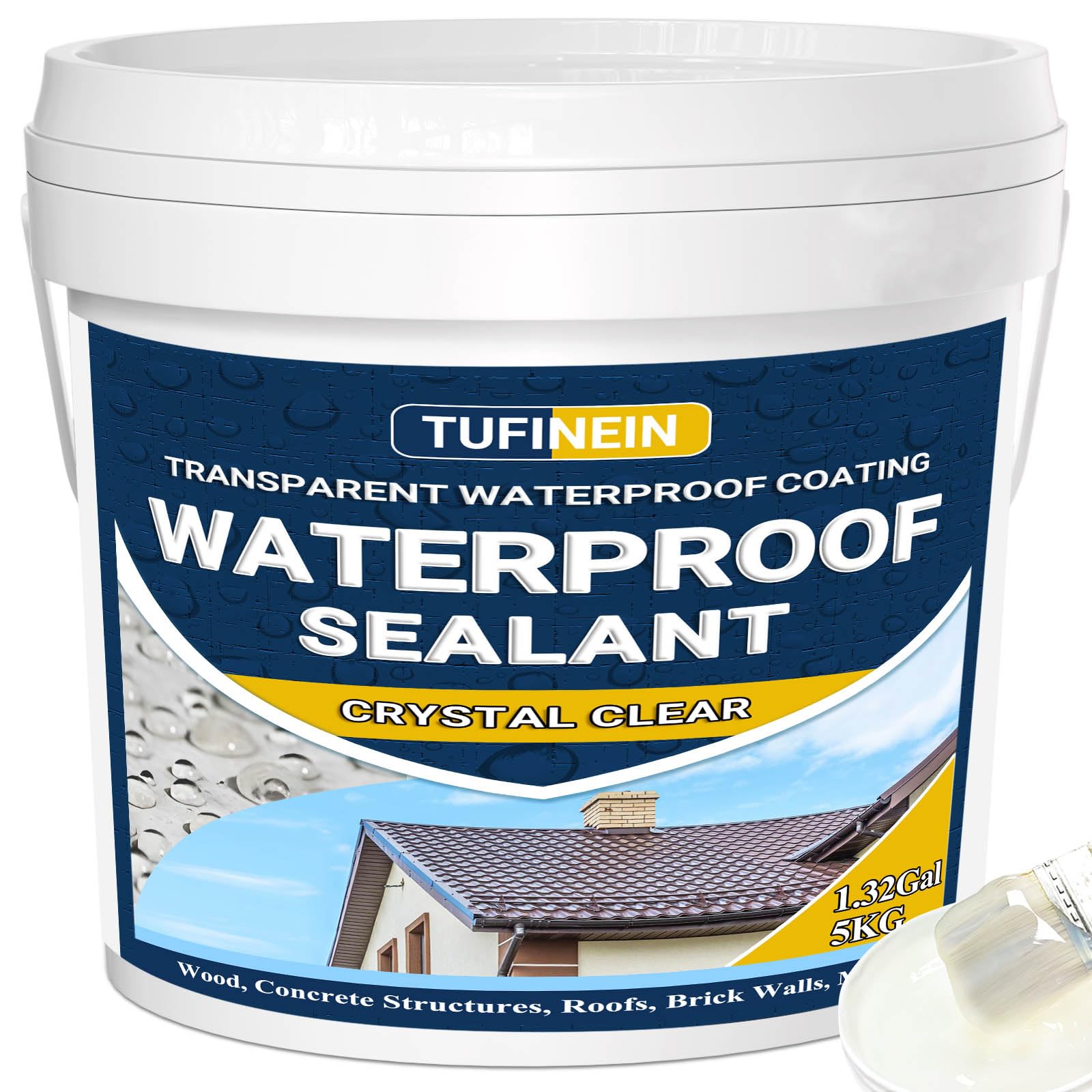 Photo 1 of ***HANDLE NOT SECURE DO NOT GRAB FIRST***
Transparent Waterproof Coating, TUFINEIN 1.32 Gallon Invisible Waterproof Agent Indoor & Outdoor Sealant Water-Based Clear Sealant Roofs, Walls, Garden, Terraces