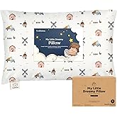 KeaBabies Toddler Pillow with Pillowcase, Jumbo 14X20 - Soft Organic Cotton Toddler Pillows for Sleeping - Machine Washable - Perfect for Travel, Toddler Bed Set (Barn)