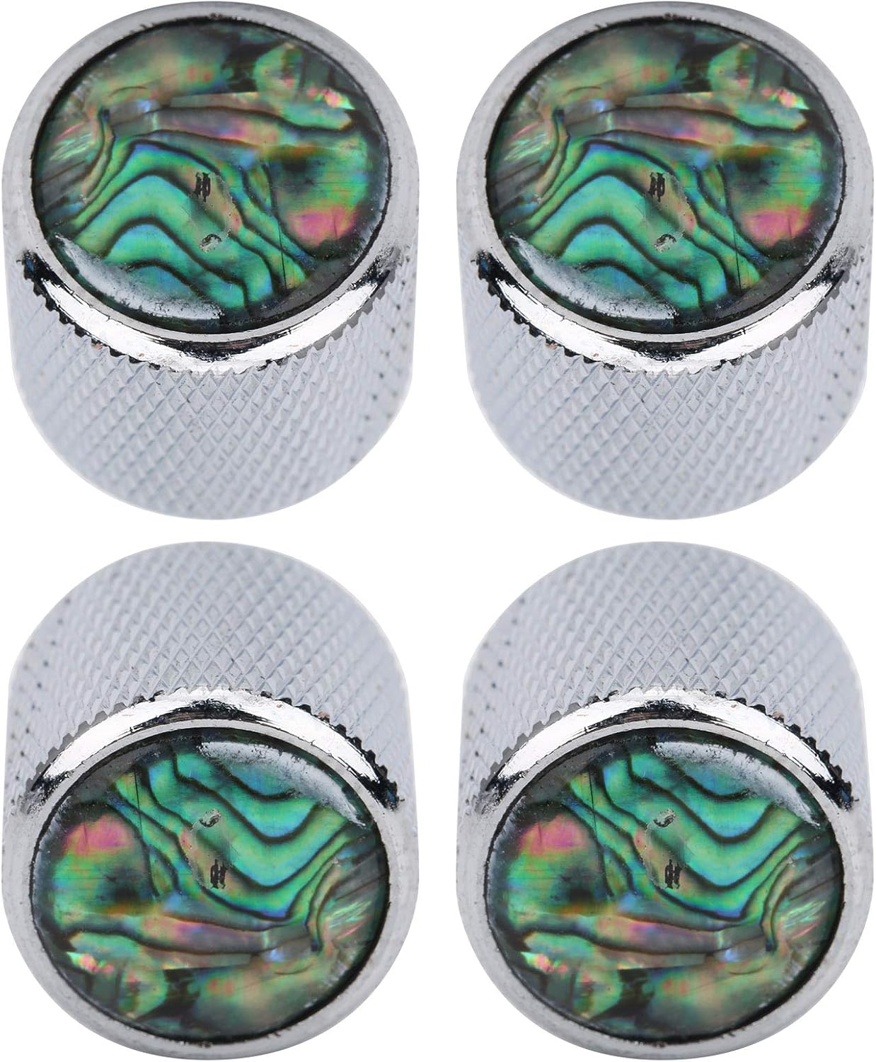 Guitar Knobs, Pack of 4 Metal Dome Knob Volume Tone Control Knob Replacement Parts for Electric Bass 6mm (Color Shell Silver) - Image 4