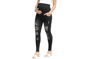 Maacie Women's Maternity Jeans Over Belly Skinny 2024 Fall Stretch Pants with 4 Pockets for Casual Work