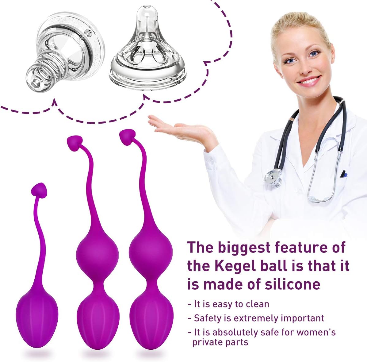Kegel Exercise Balls for Women Ben Wa Weight Balls for Women Pelvic Exercise Ball Tightning Bladder Control Devices Silicone Luvsex: Health & Personal Care