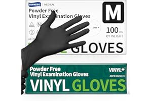 Supmedic Vinyl Disposable Exam Gloves, Black 4Mil Powder-Free Latex-Free Medical Food Safe Cooking Cleaning Glove 100 &1000Ct