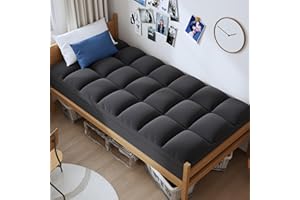 ELEMUSE Twin XL Black Cooling Mattress Topper, Pillow Top, 100% Polyester, Machine Washable, 10 Inches