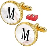 Cuff Links Mens Golden Silver Gunmetal Black, Cufflinks for Men Custom Initial Personalized Mother Of Pearl Mens Cufflink for Shirt Golden Silver Gunmetal Black Cuff Link Shirt for Wedding