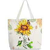 Levitatinyear Faith Canvas Tote Bag for Women, Sunflower Christian Tote, Honey Bee Religious Gift Bag, Library Book Bag, Shoulder Bag Christian Gifts for Women Friends Colleagues -24