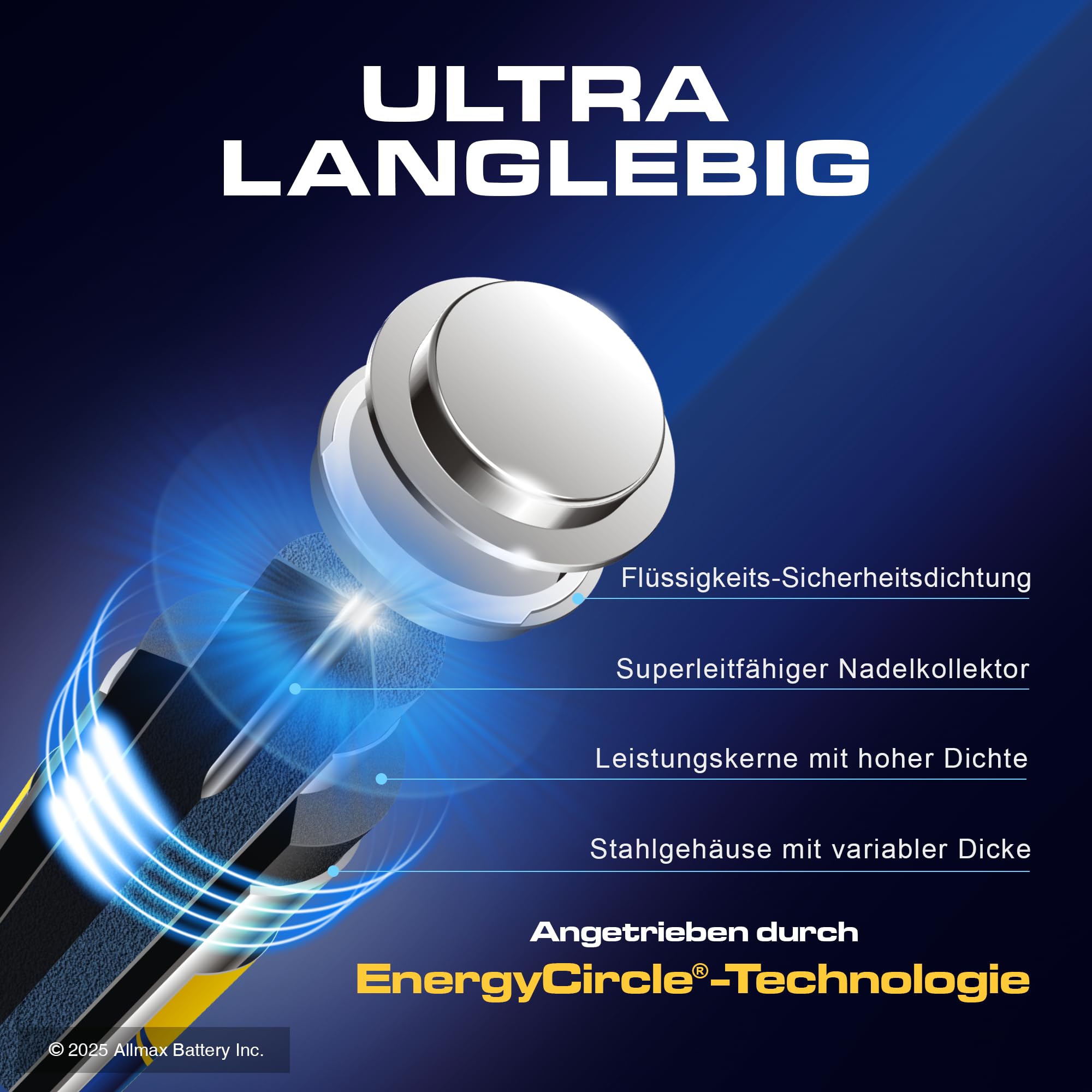 Allmax AAA Micro (LR03) Maximum Power Alkaline Batterien (100 Stück) – Ultra-Langlebigkeit, auslaufsicheres Design, 10 Jahre Haltbarkeit, maximale Leistung (1,5 V) 3