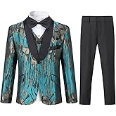 SWOTGdoby Boys Dress Suits 3 Piece Slim Fit Kids Tuxedo Suits for Boys Formal Blazer Jacket Pants Vest Wedding Party Prom