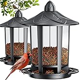 Birdream 2 Pack Bird Feeders for Outdoor Hanging, Assembly Required, 1-Min Easy Setup, Charming Castle Design, Attracting Cardinals Chickadees Goldfinches &amp; Sparrows - Black