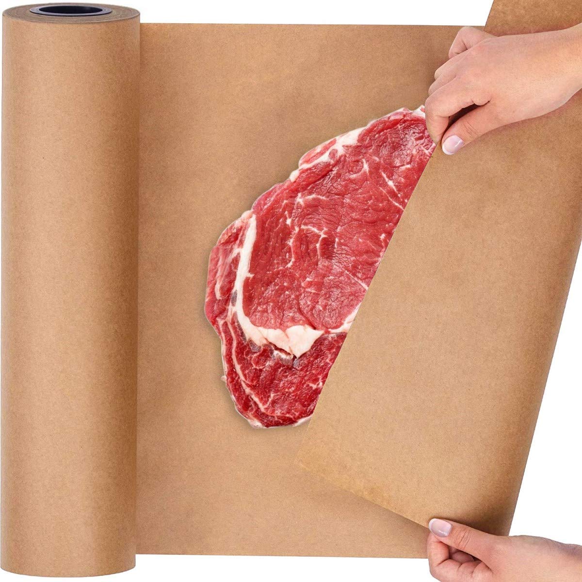 LATERN Brown Kraft Butcher Paper Roll, 39cm x 50M Food Grade Wrapping Paper for BBQ and Smoking Meat - Unbleached, Unwaxed & Uncoated - with 100M Cotton Twine & Tape