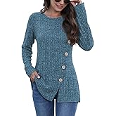JomeDesign Long Sleeve Shirts for Women Crew Neck Lightweight Sweater Loose Casual Tunic Tops