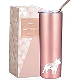 Onebttl French Bulldog Gifts for Women, Best Frenchie Mom Gifts for Birthday, Unique Dog Mom Gifts for Frenchie Mama, Rose Gold Stainless Steel Insulated Tumbler 20 oz - Frenchie Mom