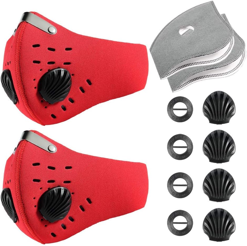 Krisvie Dustproof Face Mask Activated Carbon Dust Mask with Filter Filtration Cotton Sheet and Valves for Exhaust Gas, Pollen Allergy, PM2.5 Running Cycling Outdoor