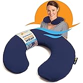 SunnyBay Microwavable Heating Pad, Neck Pillow, Flaxseed Fill, 2.5 lb, Navy | Moist Heat Wrap Warms Neck and Shoulders, Washable Cover