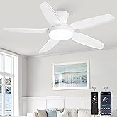 Fanbulous Ceiling Fans with Lights, 42 inch Low Profile Flush Mount Ceiling Fan with Remote/APP Control,Black Modern Ceiling Fan with LED Light for Bedroom Indoor Outdoor-LED Dimmable, 3CCT, 6 Speeds