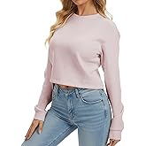 Liuetssory Women's Cropped Sweatshirt Long Sleeve Workout Crewneck Pullover Athletic Loose Fit Casual Top Yoga Gym