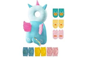 JunNeng Toddler Baby Head Protector Backpack for Toddler Walker with Knee Pads&Anti-Slip Socks, Angel