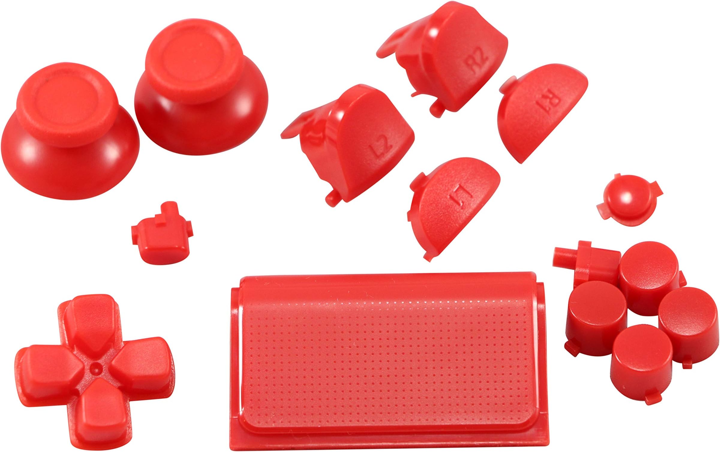 Red PS4 Controller Button Kit Repair Mod Thumbsticks, Dpad, Start/Share, PS, R1/R2/L1/R2 Buttons, Touch Pad, Playstation 4 Dualshock 4 Fits JDM-040 JDM-055 JDS-040 Pro/Slim CUH-ZCT2U