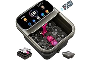 Collapsible Foot Spa Electric Rotary Massage, with Color Touchscreen, Foot Bath with Heat, Bubble,Remote Control, Temp Contro