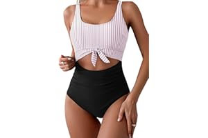 Eomenie Women's One Piece Swimsuit Tummy Control Slimming Bathing Suit Cutout Tie Knot Swimwear