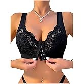 SHENHE Women's Full Figure Front Closure Wirefree Lace Bra Unpadded Everyday Bralette
