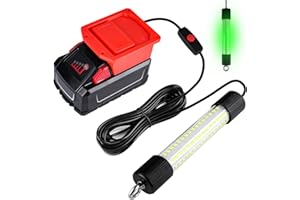aiGear Underwater Green Fishing Light Compatible for Milwaukee M18 Battery, IP68 Rated Submersible Fishing Light Attractants 16FT Cable for Night Fishing, Docks, Boats(No Battery)