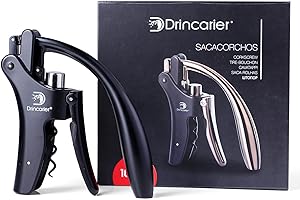 Drincarier Vertical Lever Corkscrew with Non-Stick Worm, Compact Rabbit Wine Opener Wine Bottle Opener with built-in Foil Cut