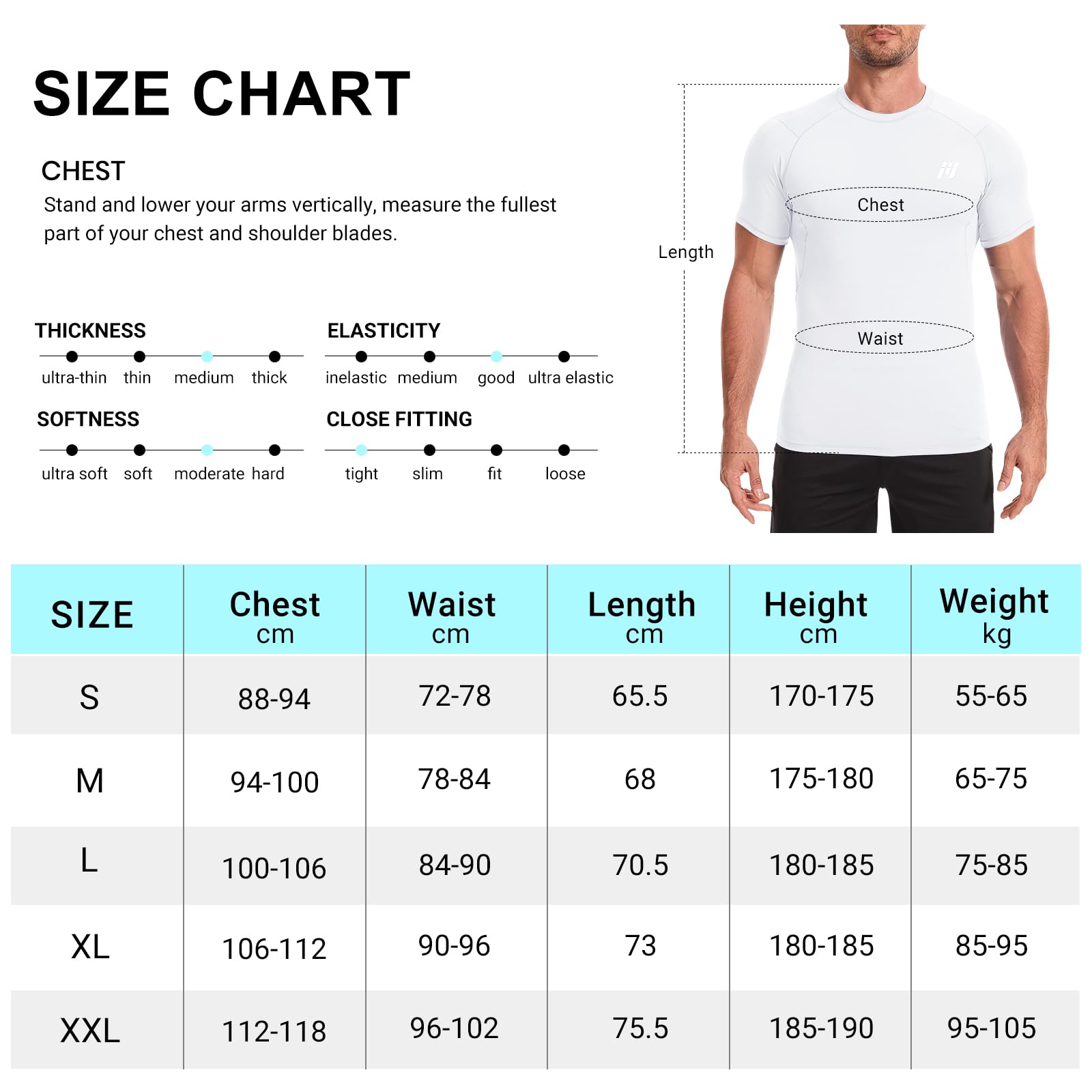 MEETWEE Rash Guard UPF50+ Kompressionsshirt Herren Langarm Kurzarm Funktionsshirt, UV Shirt Top Schwimmen Männer Sportshirt Surfen Schnelltrocknend Atmungsaktiv 6